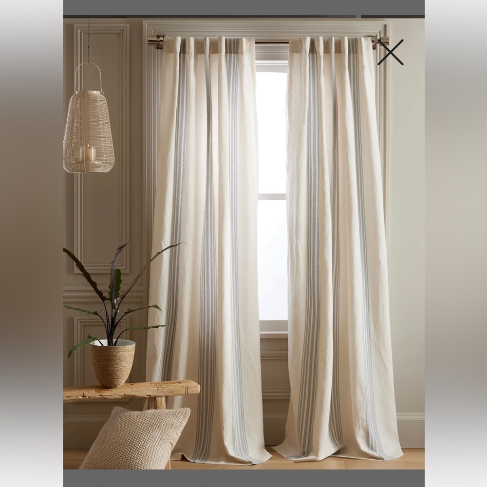 Quince Coastal Stripe Linen Cotton Curtain set of 2 panels